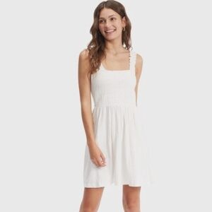 Roxy Hanging 10 Off The Shoulder Mini Sundress / Dress White Sz XS